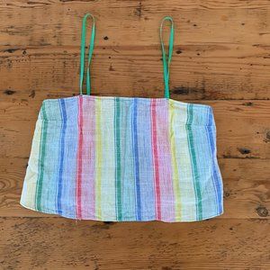 Urban Outfitters Linen Blend Rainbow Crop Top Tank